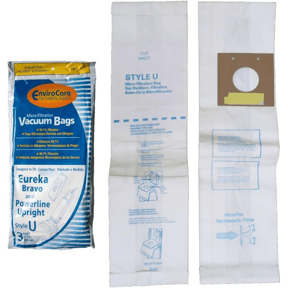 Eureka Bravo and Powerline Upright Style U Bags Microfiltration with Closure ...