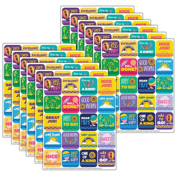 Eureka Crayola Colors of Kindness Theme Stickers, 120 Per Pack, 12 Packs