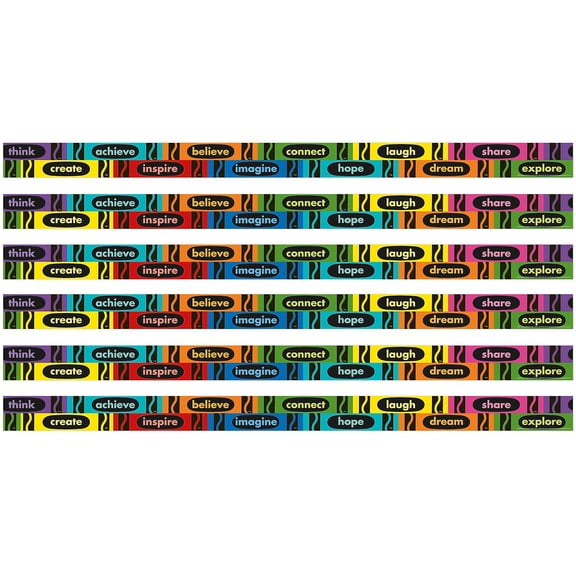 Eureka Crayola Inspirational Words Deco Trim, 37 Feet Per Pack, 6 Packs