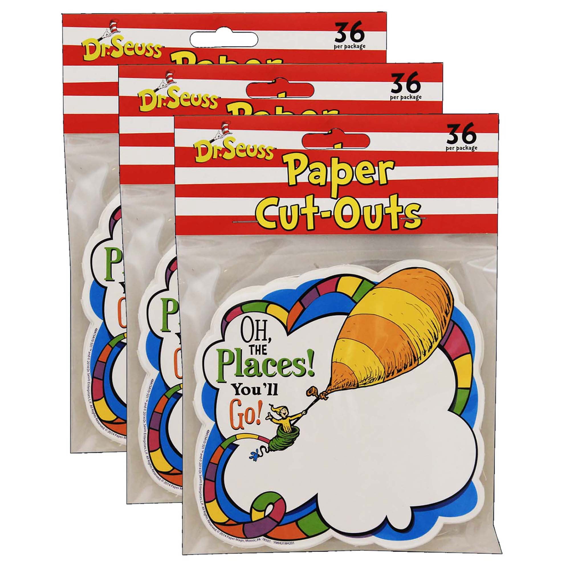 Eureka Dr. Seuss Oh The Places Paper Cut Outs, 108 Pieces