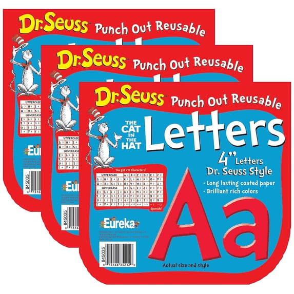 Eureka Dr. Seuss Red Deco 4" Letters, 217 Per Pack, 3 Packs