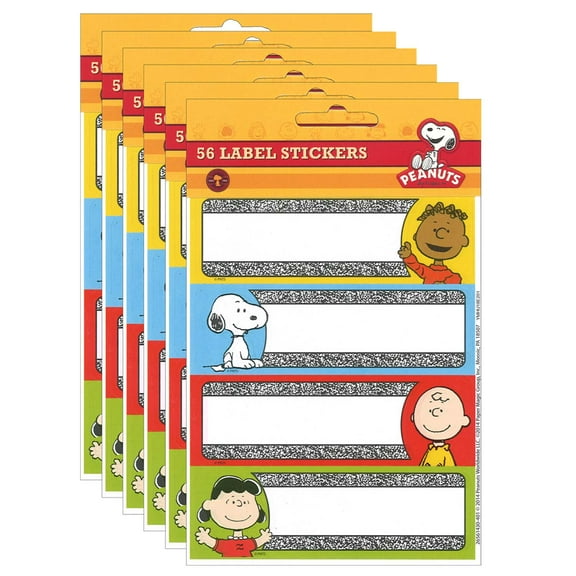 Eureka Peanuts Composition Label Stickers, 56 Per Pack, 6 Packs