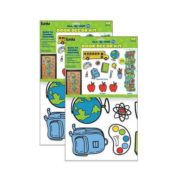 Eureka Back to School Welcome All-In-One Door Decor Kit, 40 Pieces Per Set, 2 Sets