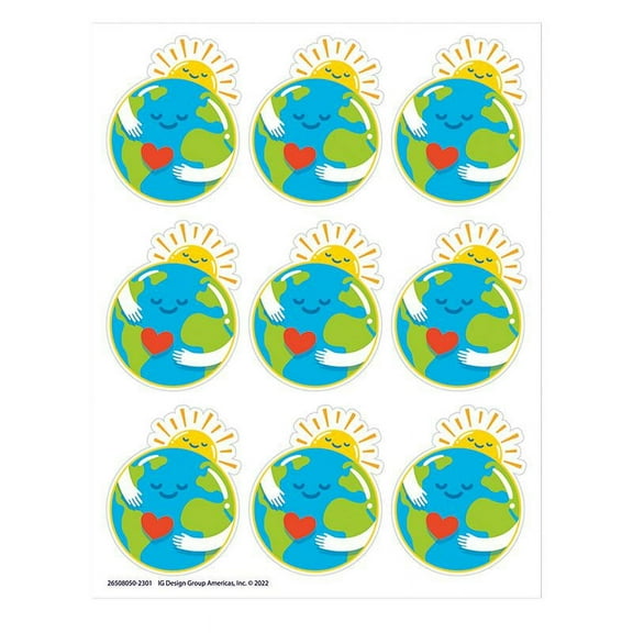 Eureka Earth Giant Stickers, 36 Per Pack, 12 Packs