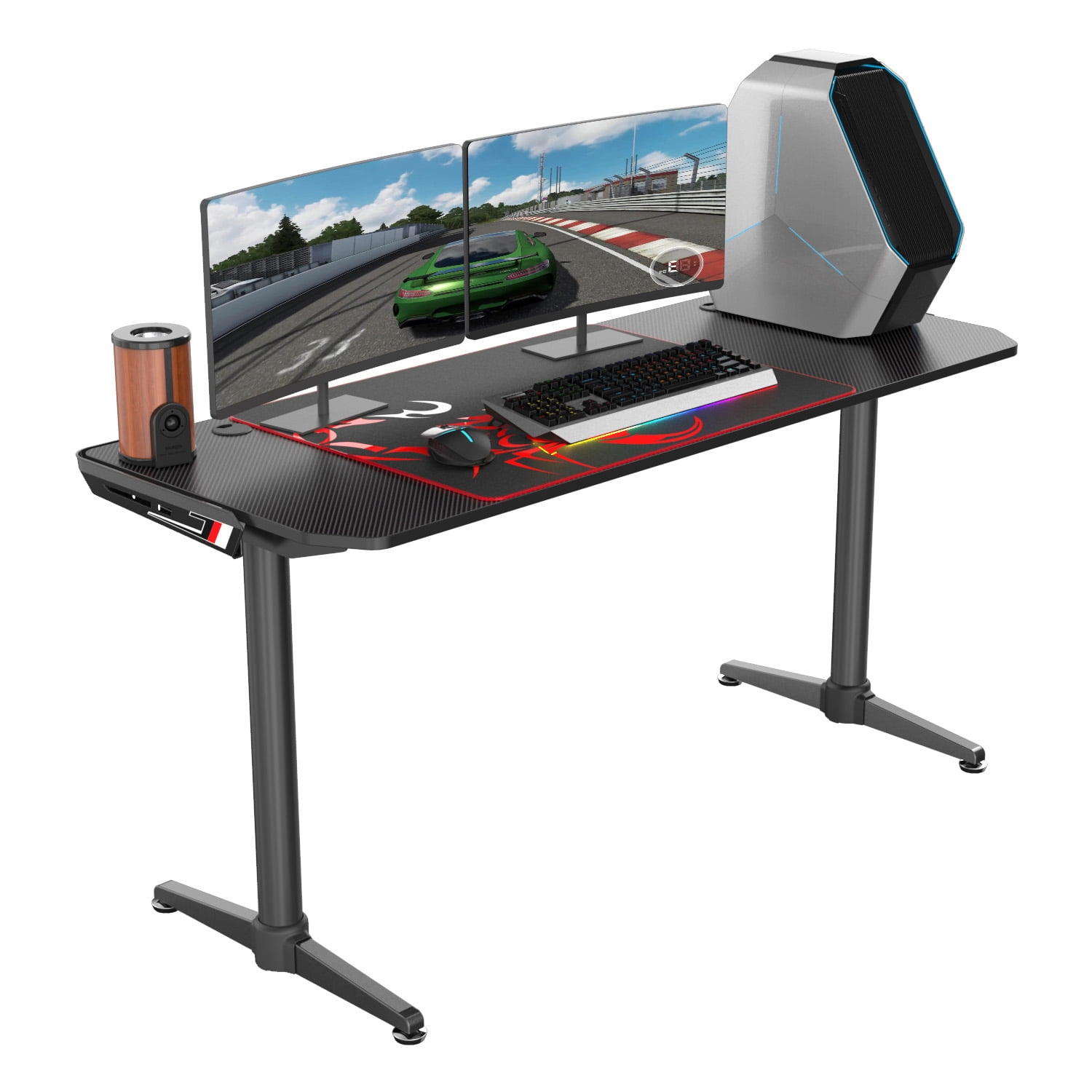 Eureka 60'' L shaped Computer Desk with Mouse Pad and Cable Management