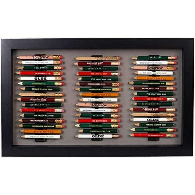 Eureka Golf Pencil Display Case Holds 48 Round or Octagonal Golf Pencils Black Finish Made