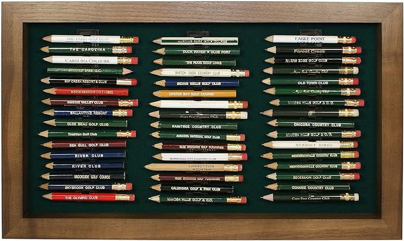 Eureka Golf Pencil Display Case Holds 48 Round or Octagonal Golf Pencils Walnut Finish