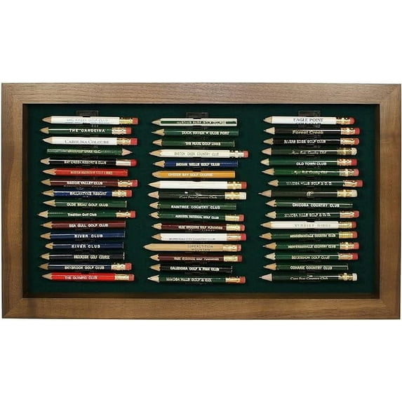 Eureka Golf Pencil Display Case | Holds 48 Round or Octagonal Golf Pencils | Walnut Finish | Made in the USA