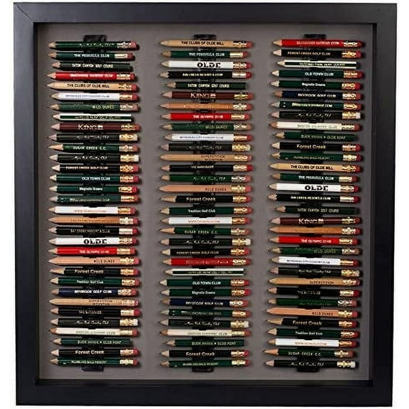 Eureka Golf Pencil Display Case with Acrylic Cover | Holds 96 Round or Octagonal Pencils | Black Finish | USA Made