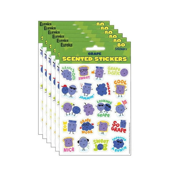 Eureka Grape Scented Stickers, 80 Per Pack, 6 Packs
