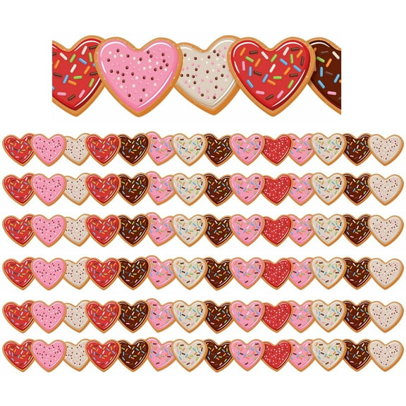 Eureka Heart Cookies Extra Wide Deco Trim, 37 Feet Per Pack, 6 Packs