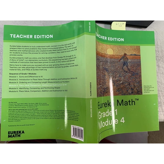Pre-Owned Eureka Math Teacher Edition Grade 1 Module 4, Place Value, Comparison, Addition and Subtraction to 40 9781632553515 1632553511 -