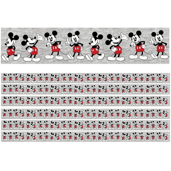 Eureka Mickey Mouse Throwback Mickey Poses Deco Trim, 37 Feet Per Pack, 6 Packs