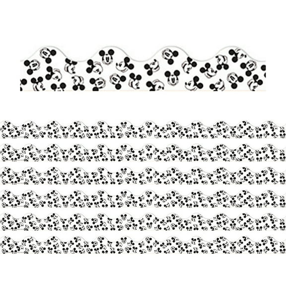 Eureka Mickey Mouse Throwback Tossed Mickeys Deco Trim, 37 Feet Per Pack, 6 Packs