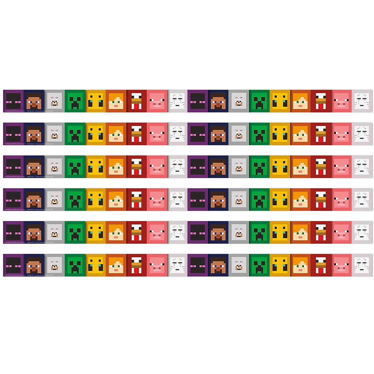 Eureka Minecraft Character Lineup Deco Trim, 37 Feet Per Pack, 6 Packs ...