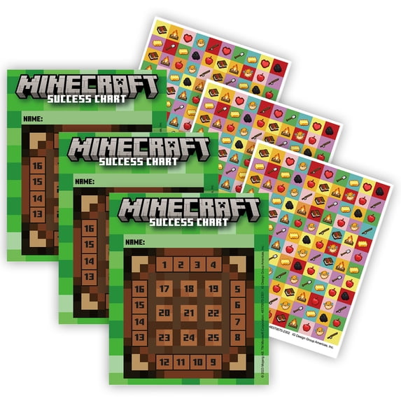 Minecraft Small Sticker Chart Eureka Minecraft Mini Reward Charts with Stickers, 36 Per Pack, 3 Packs ...