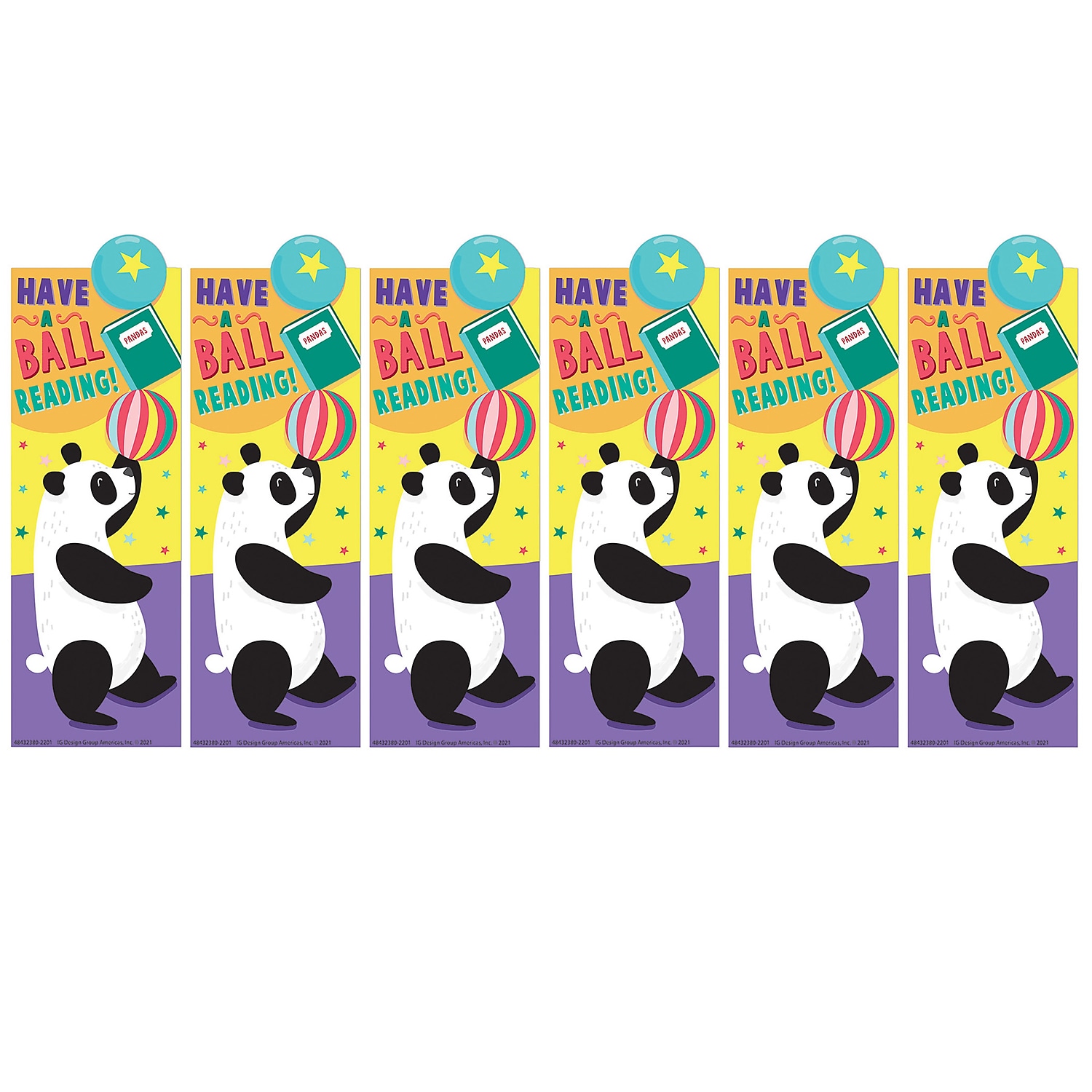 Eureka Panda Have a Ball Reading Bookmarks, 36 Per Pack, 6 Packs