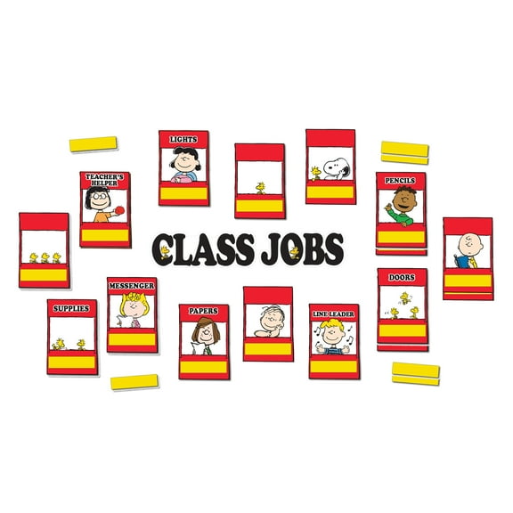Eureka Peanuts Class Jobs Mini Bulletin Board Set, 47 Pieces