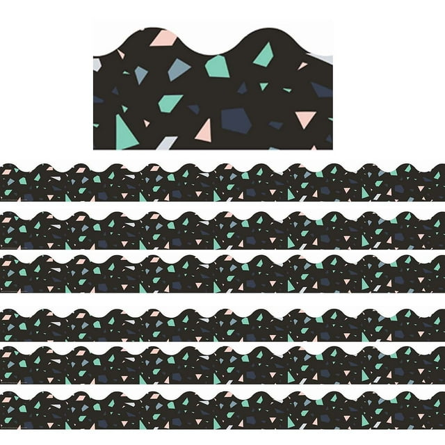 Eureka Simply Sassy Black Terrazzo Deco Trim Extra Wide Die Cut 37 Feet Per Pack 6 Packs