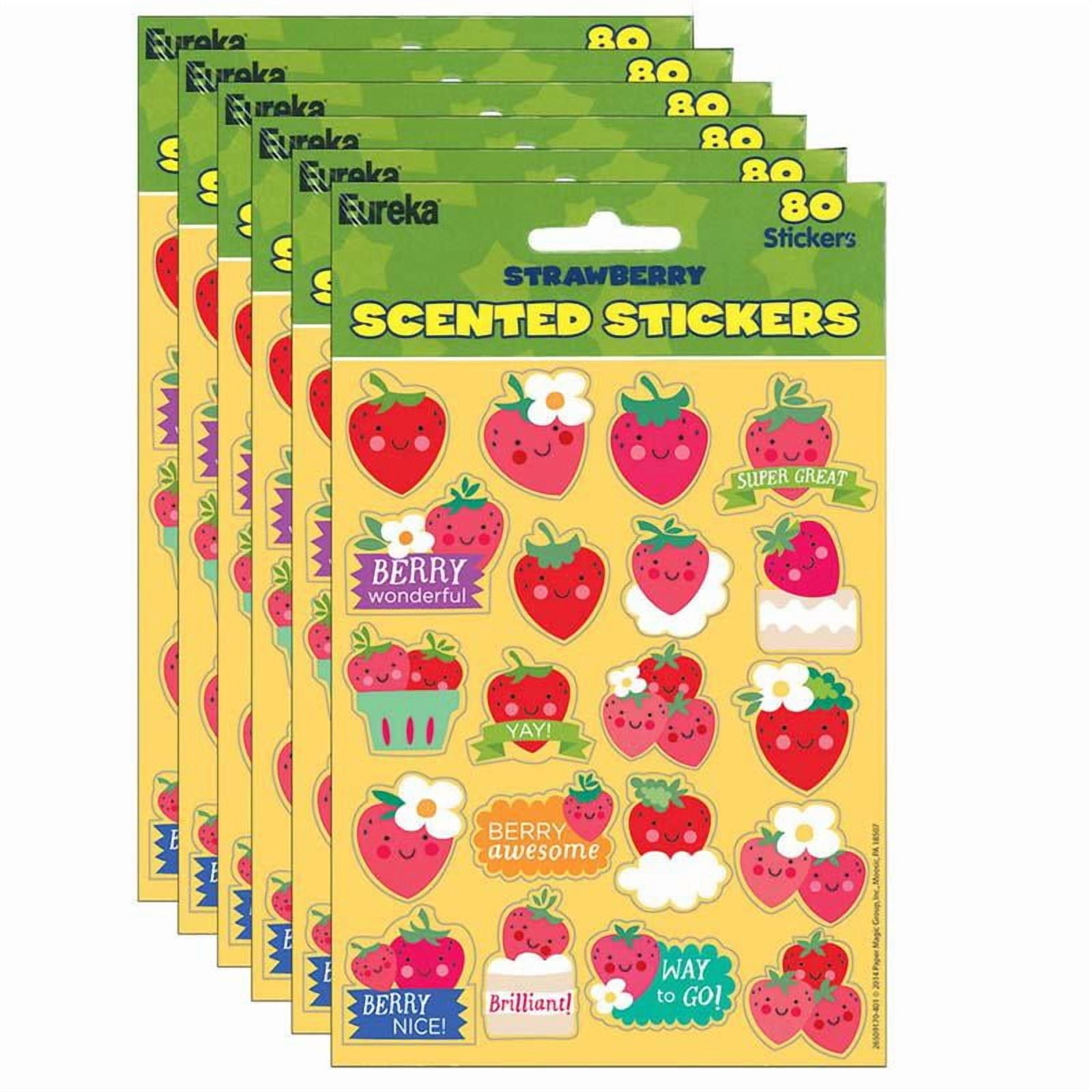 Eureka Strawberry Scented Stickers, 80 Per Pack, 6 Packs