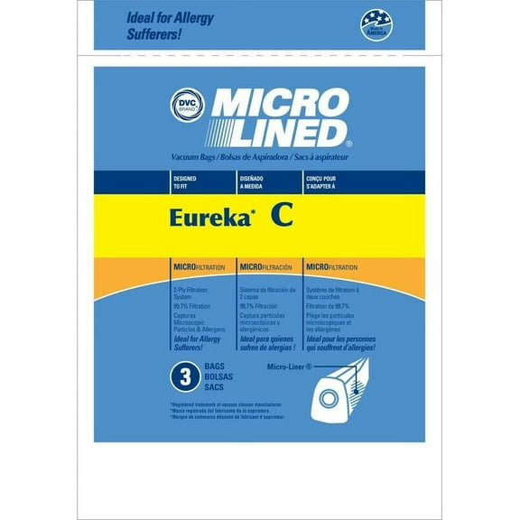 Eureka Style C Mighty Mite Micro Allergen Vacuum Cleaner Bags by DVC Made in USA [ 54 Bags ]