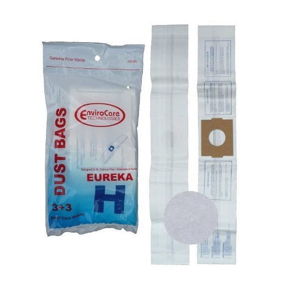 3 Eureka H Canister Vacuum Bags + 1 Filters 52323, Roto-Matic Powerteam Series, Princess, Mighty Mite Vacuum Cleaners, 52323A, 52351, 500, 550, 600, 700 Series Canisters, 1240, 1250, 1255, 1500