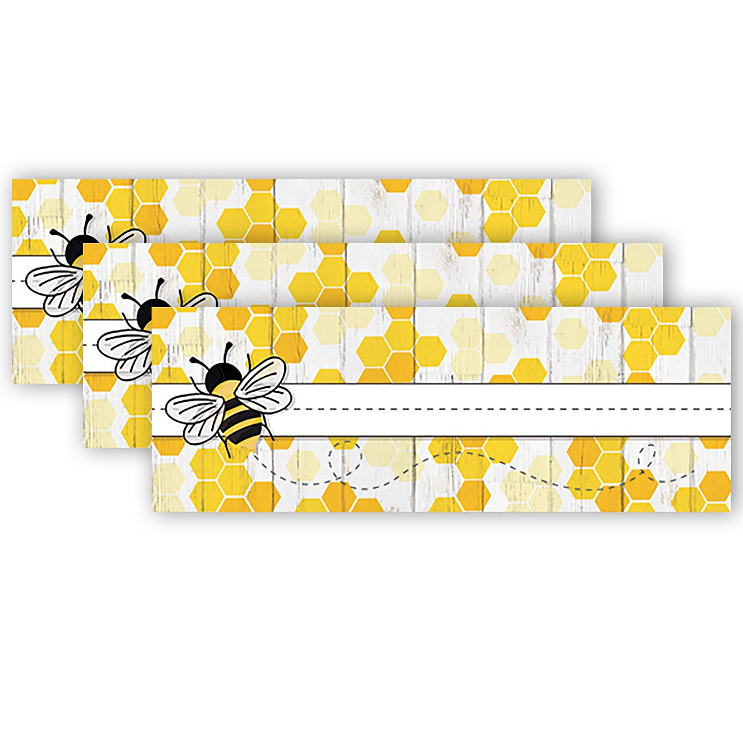 Yellow and White Bee-Themed Self-Adhesive Name Plates