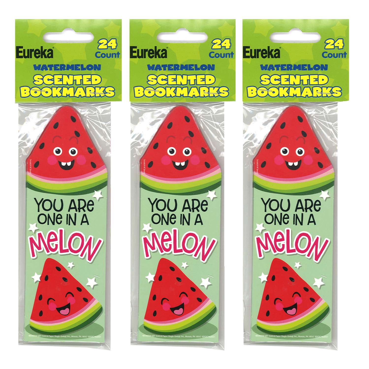Eureka Watermelon Scented Bookmarks, 24 Per Pack, 3 Packs