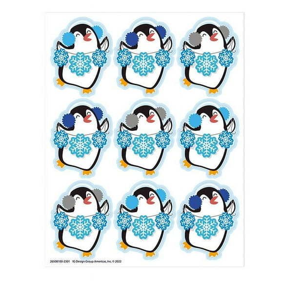 Eureka Winter Penguin Giant Stickers, 36 Per Pack, 12 Packs