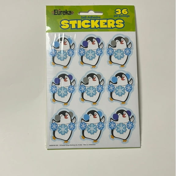 Eureka Winter Penguin Giant Stickers, Pack of 36 (EU 650810)