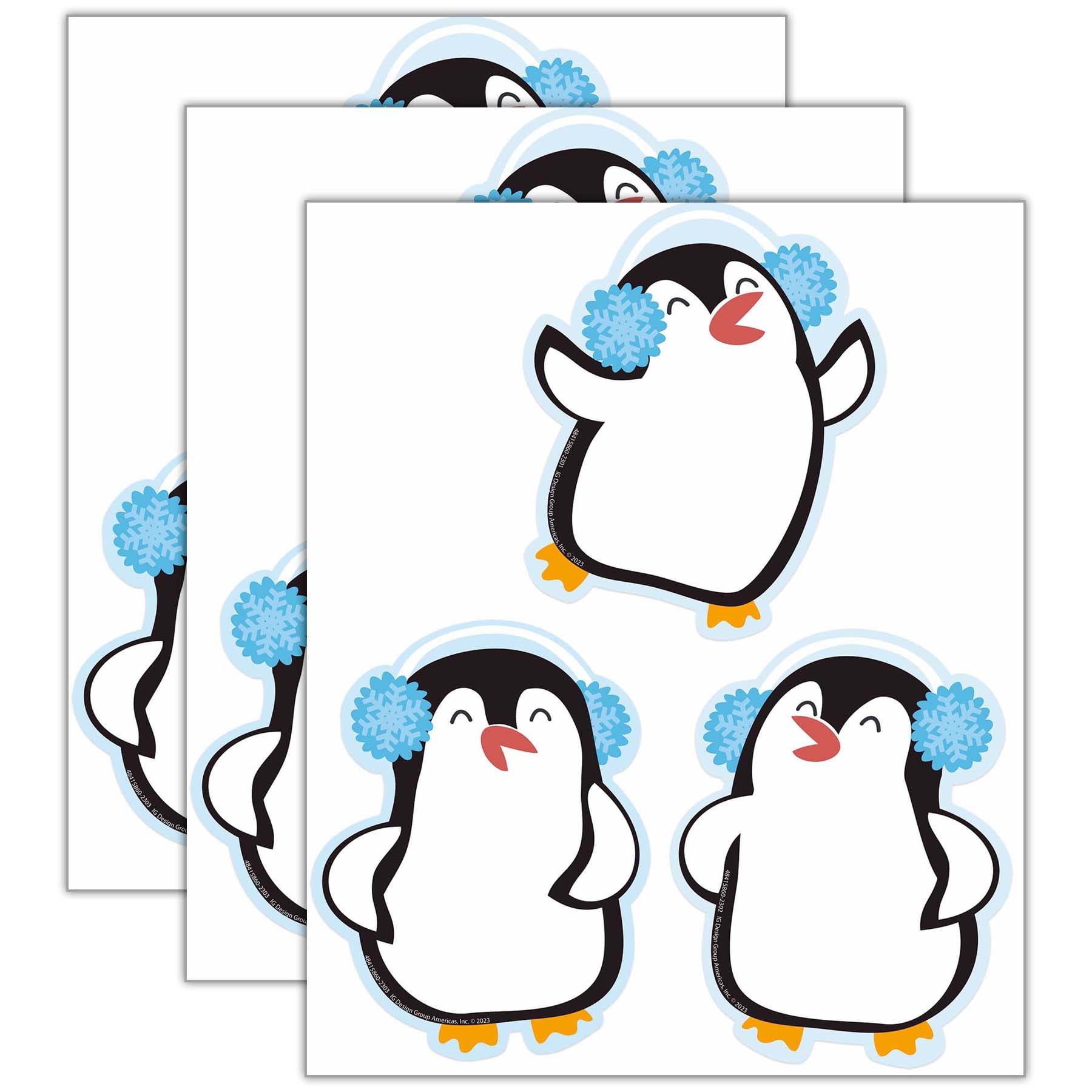 Eureka Winter Penguins Paper Cut-Outs, 36 Per Pack, 3 Packs