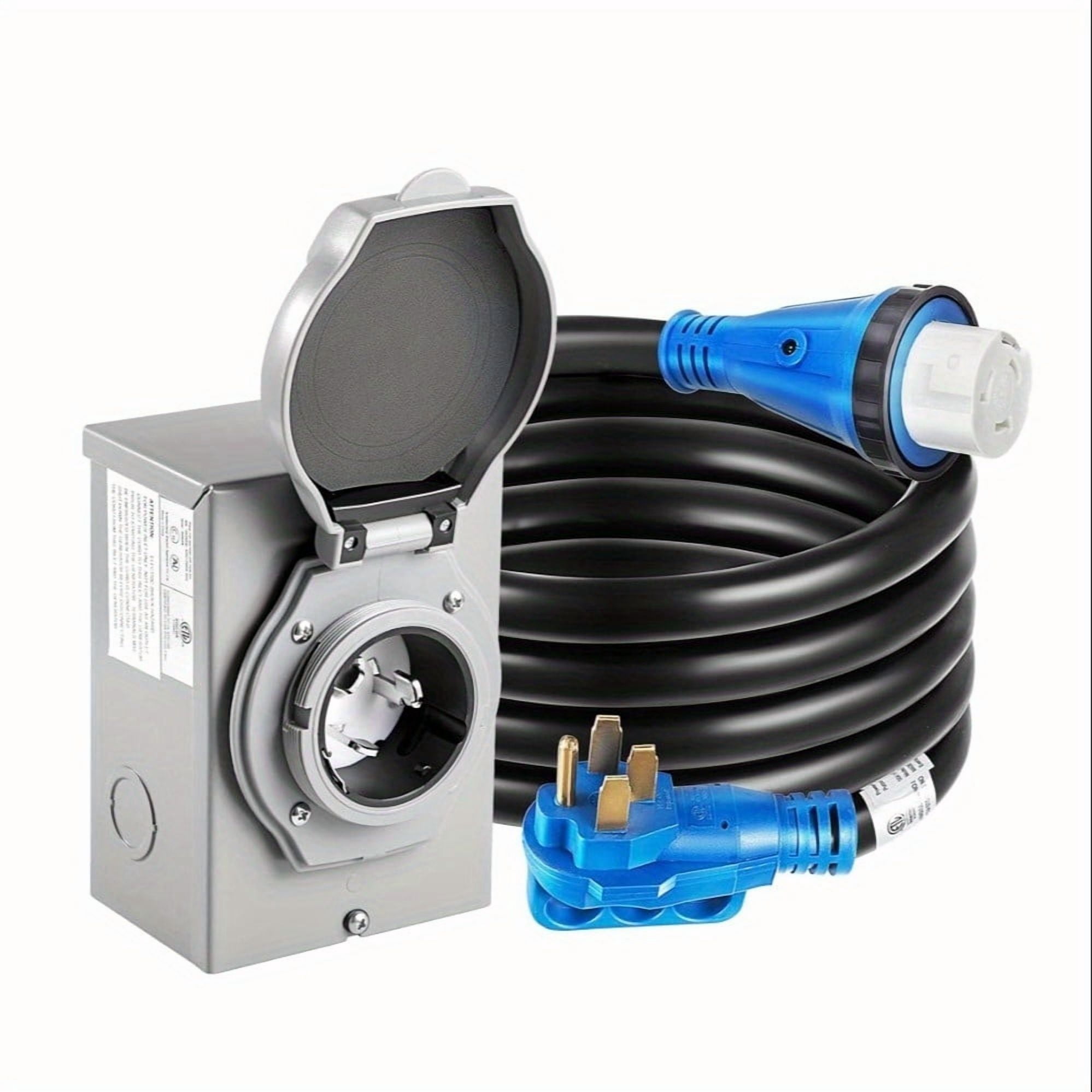 Eurekaly 30/50 Amp Generator Cord And Power Inlet Box, 15ft Generator Cords 30/50 Amp, 125V/250V Generator Power Cord NEMA L14-30P to L14-30R, Twist Lock Connector