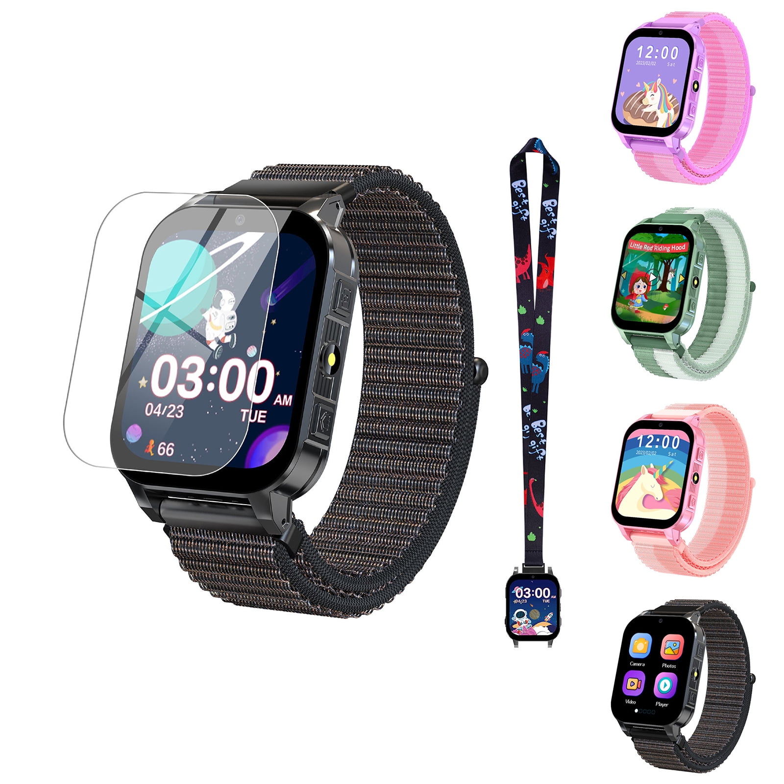 Eurhowing 1.83" Smart Watch for Kids 3-12, 30 Games, Habit Tracking, Music Player, Video, Alarm Clock, HD Touchscreen, Educational Toys Birthday Christmas Gifts for Boys Girls, Black