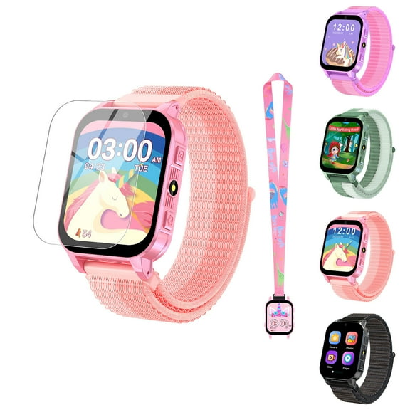 Eurhowing 1.83" Smart Watch for Kids 3-12, 30 Games, Habit Tracking, Music Player, Video, Alarm Clock, HD Touchscreen, Educational Toys Birthday Christmas Gifts for Boys Girls, Pink