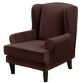 thumbnail image 1 of Eurhowing 1-Pack Wingback Chair Slipcovers with Cushion Cover, Stretch Velvet Soft Armchair Covers, Wingback Chair Furniture Protector, Coffee, 1 of 8