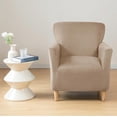 thumbnail image 1 of Eurhowing 1-Piece Stretch Armchair Slipcover, Velvet Anti-Slip Chair Covers with Arms, Soft Accent Chair Cover for Living Room, Office, Banquet, Camel, 1 of 8