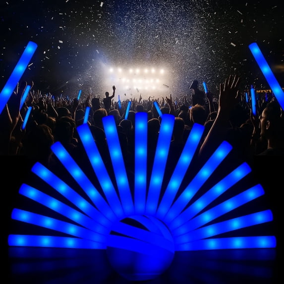 Eurhowing 102Pcs LED Glow Sticks, 18" Light Up Foam Sticks, Rave Glow Batons Party Supplies for Concert Wedding Birthday Christmas, Blue