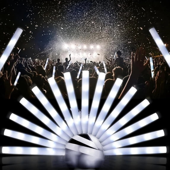 Eurhowing 102Pcs LED Glow Sticks, 18" Light Up Foam Sticks, Rave Glow Batons Party Supplies for Concert Wedding Birthday Christmas, White