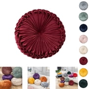Eurhowing 13.8" Pumpkin Pleated Throw Pillows, Sofa Tatami Pillow, Round Couch Pillows for Living Room, Sofa, Bed, Burgundy