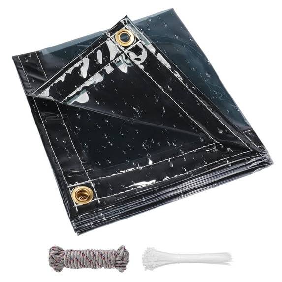 Clear Waterproof Tarp 13.1x3.3ft - Heavy Duty Transparent Tarpaulin With Grommets