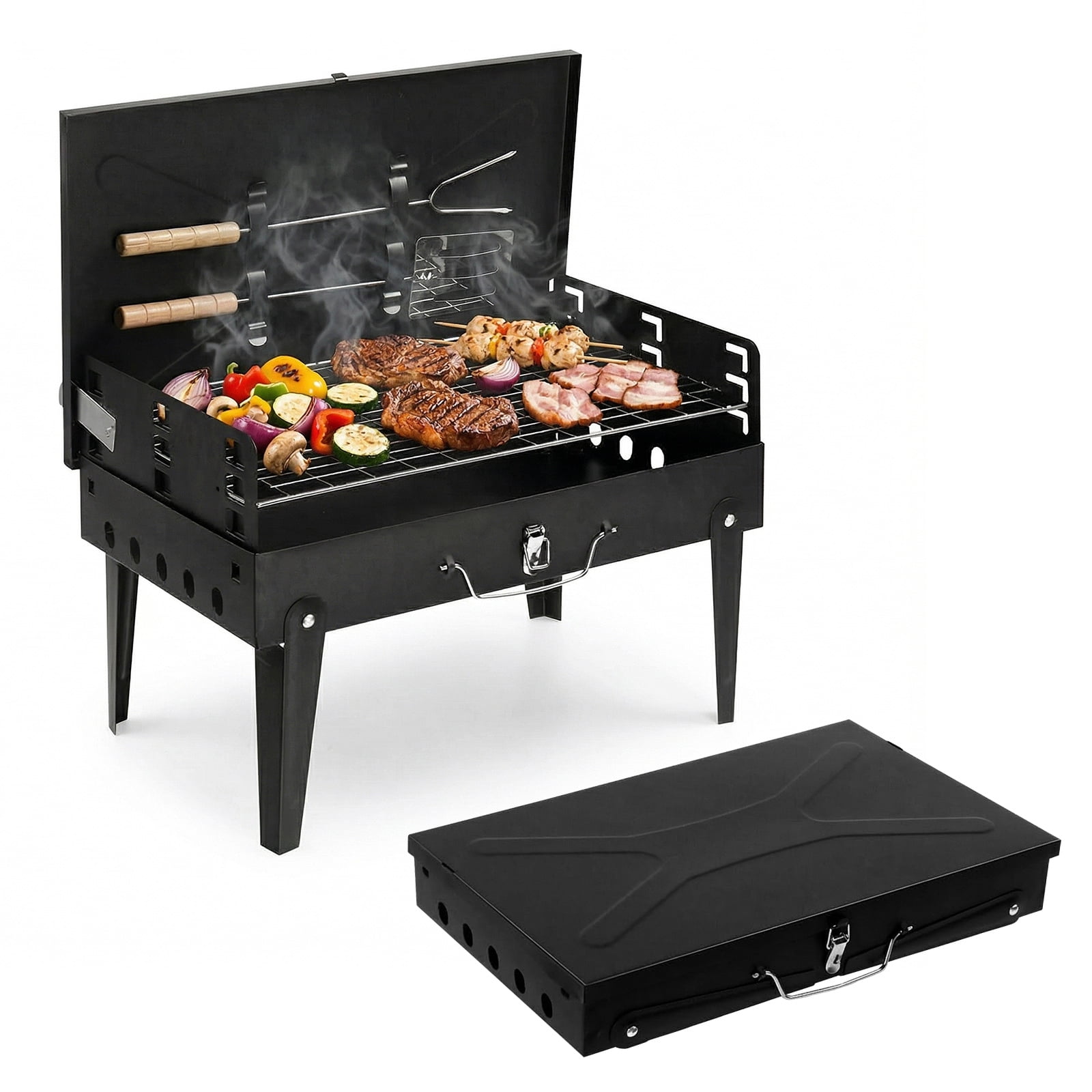 Eurhowing 15 Inch Portable Charcoal Grill, Heavy Duty Outdoor BBQ Grill, Tabletop Charcoal Barbecue for Camping, Tailgating & Picnic