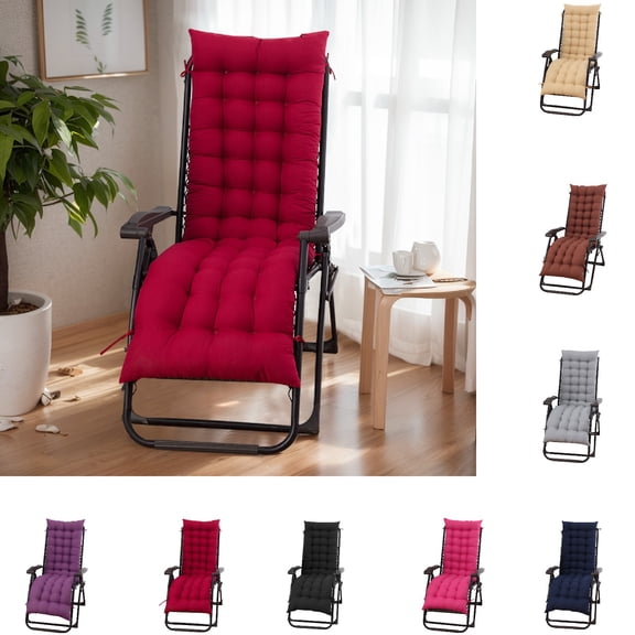 Eurhowing 16"×44"x3" Thick Rocking Chair Cushion, Double-Sided Recliner Chair Pad with Secure Ties, Foldable Lounge Chaise Cushion for Home, Burgundy