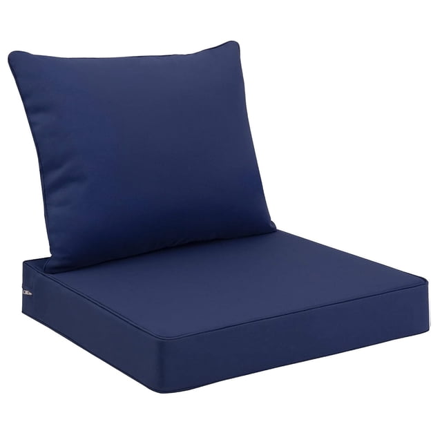 Eurhowing Outdoor Deep Seat Cushion Set of 2, 19"x19"x4" Thick Waterproof Patio Chair Cushions Seat Pad, Replacement Cushions for Patio Furniture, Navy Blue