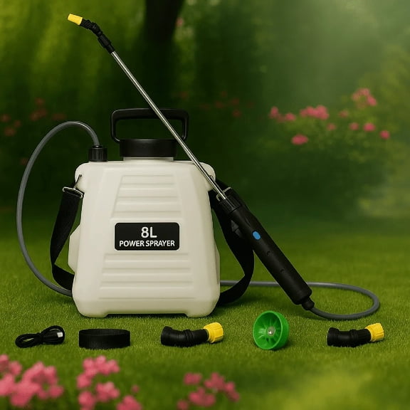 Eurhowing 2.15Gal Electric Garden Sprayer, USB-C Rechargeable Battery Powered Sprayer with 3 Nozzle, Yard Spray Pump for Weed Control, Cleaning, Disinfecting, White