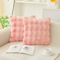 thumbnail image 1 of Eurhowing 2-Pack Bubble Faux Furry Throw Pillow Covers, 18x18 Inch Plush Shaggy Cushion Covers, Soft Fuzzy Fluffy Decorative Pillowcases for Couch Bed, Pink, 1 of 8