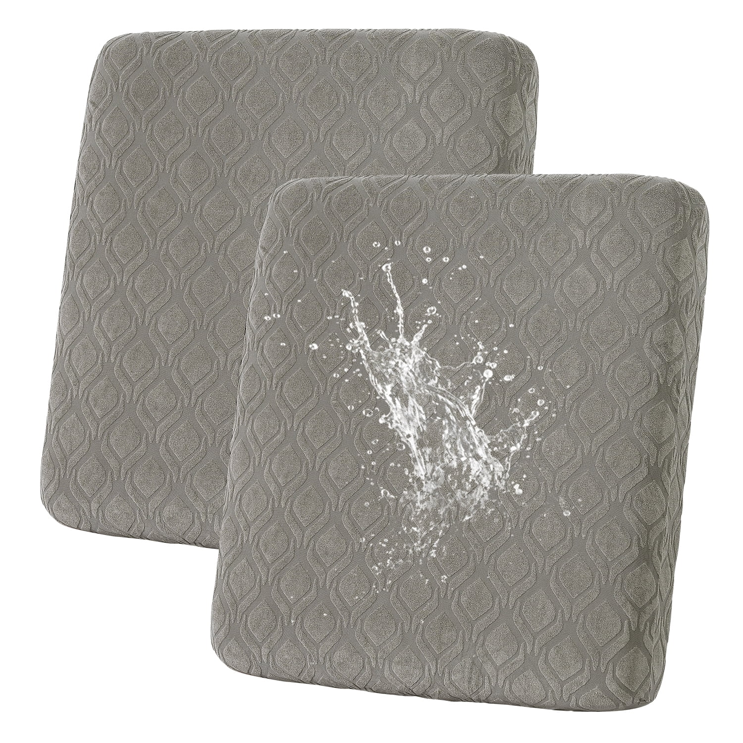Eurhowing Waterproof Couch Cushion Covers 2 Pack, Non-Slip Stretch Sofa Seat Cushion Slipcover for Pets & Kids, Outdoor Furniture Protector Seat Cover, Gray