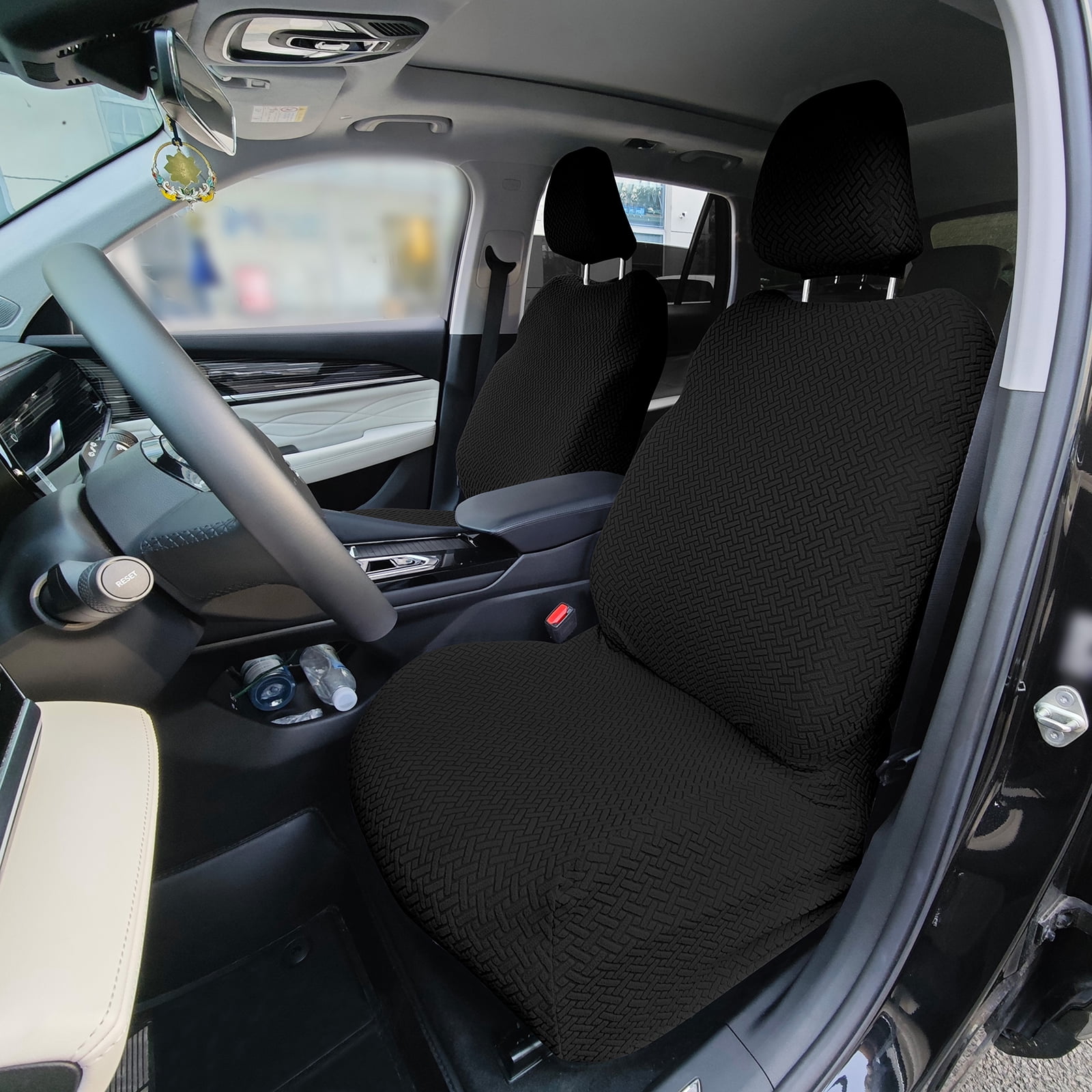Eurhowing Universal Car Seat Covers, Non-Slip Front Car Seat Covers Set of 2, Breathable Jacquard Auto Seat Protectors for Cars SUV Sedan Truck, Black