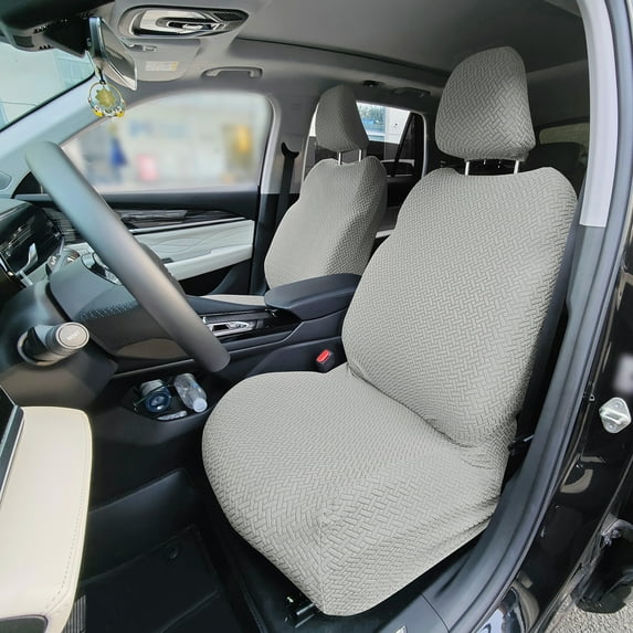Eurhowing 2-Pack Universal Front Car Seat Covers, Non-Slip Jacquard Car Seat Protector, Auto Seat Covers for Most Cars, SUVs, and Trucks, Light Gray