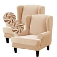 thumbnail image 1 of Eurhowing 2-Pack Wingback Chair Slipcovers with Cushion Cover, Stretch Velvet Soft Armchair Covers, Wingback Chair Furniture Protector, Beige, 1 of 11