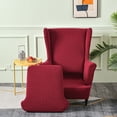 thumbnail image 1 of Eurhowing 2-Piece Wingback Chair Slipcovers with Cushion Cover, Stretch Elastic Jacquard Armchair Cover for Living Room, Furniture Protector for Pets, Kids, Burgundy, 1 of 13